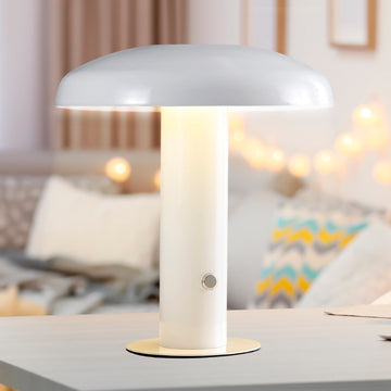 Suillius 11" Contemporary Bohemian Rechargeable/Cordless Iron Integrated LED Mushroom Table Lamp - JONATHAN Y